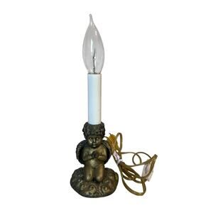 CBK Gold Resin Cherub Angel Kneeling Praying Small Lamp Vintage 1994 Night Light
